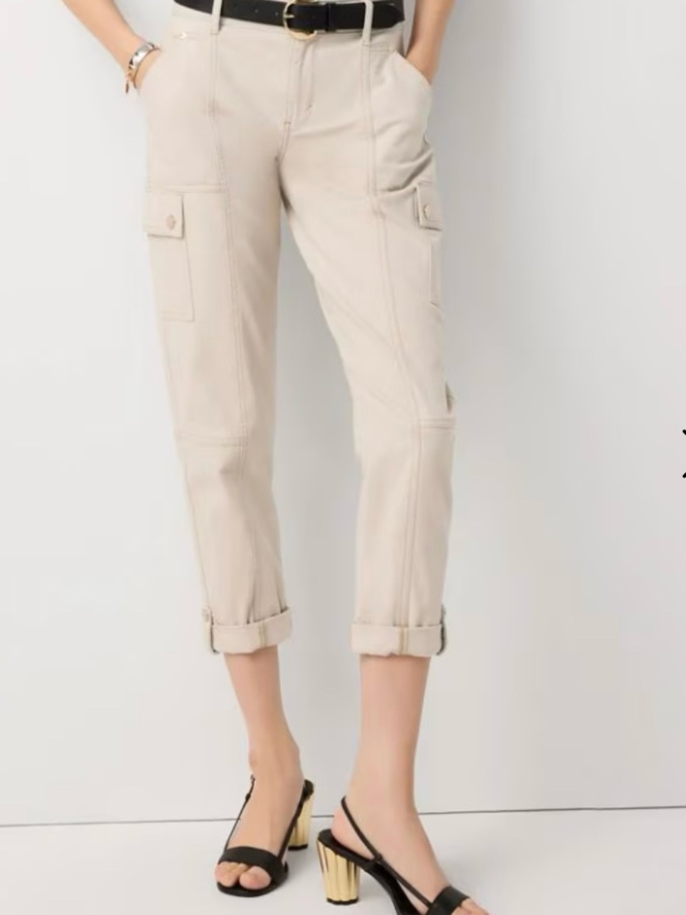 WHBM Women's Cargo Capri Pants - Beige SIZE 8